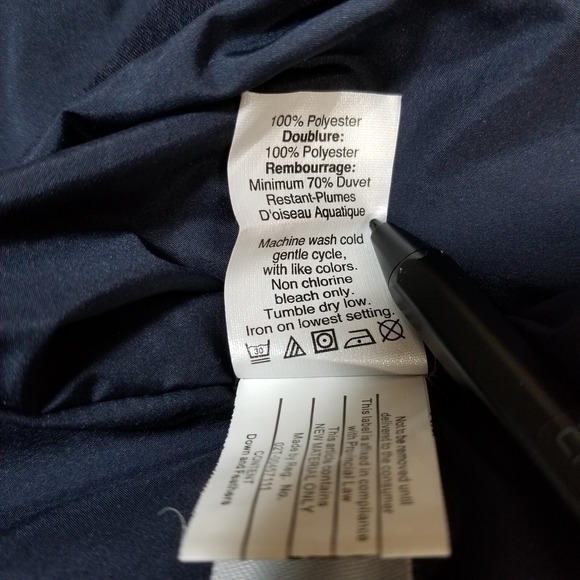 J Crew Puffer Vest Women XS Blue‎ White Striped Down Full Zip Packable Pockets - Picture 9 of 9